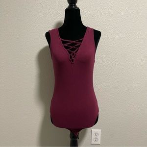Unbranded | Maroon Ribbed Bodysuit
